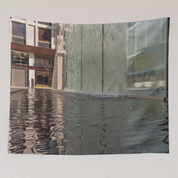 Item preview, Modern fountain with water splashes on a huge glass window designed and sold by brambillasimone.