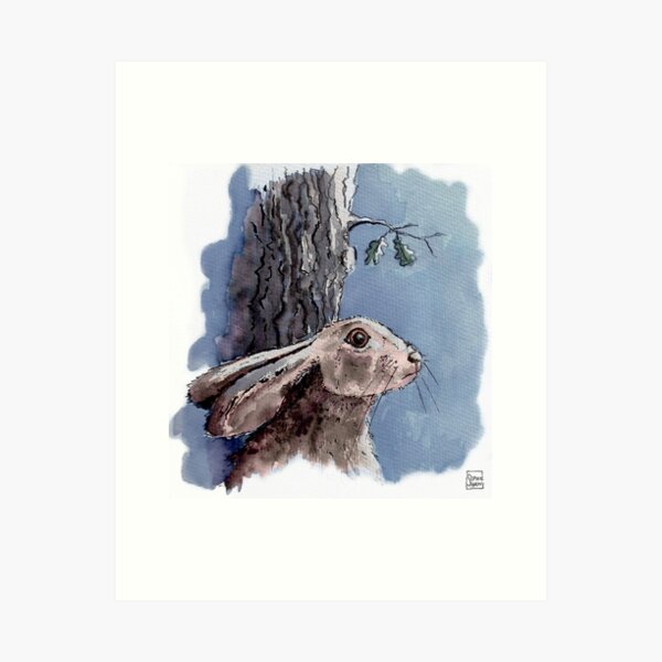 Hare stared out into the darkness Art Print