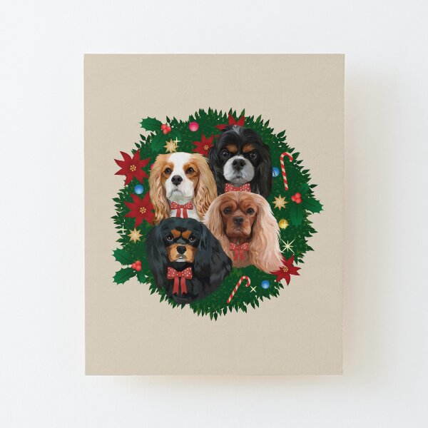 Cavalier King Charles Spaniel Christmas and Holiday Gifts Wood Mounted Print