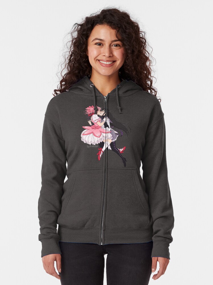 Alternate view of Madoka Magica Madoka and Homura Zipped Hoodie