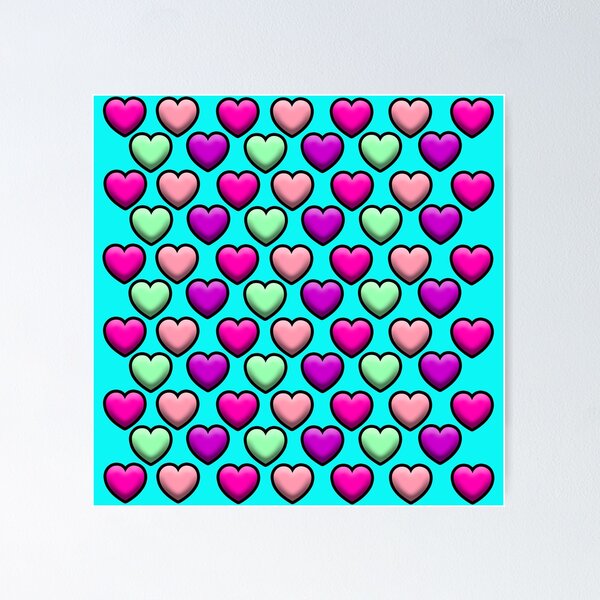 Item preview, Multicolored heart pattern design on turquoise blue background designed and sold by Stéphane  Thirion.