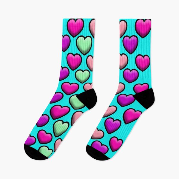 Item preview, Multicolored heart pattern design on turquoise blue background designed and sold by Stéphane  Thirion.