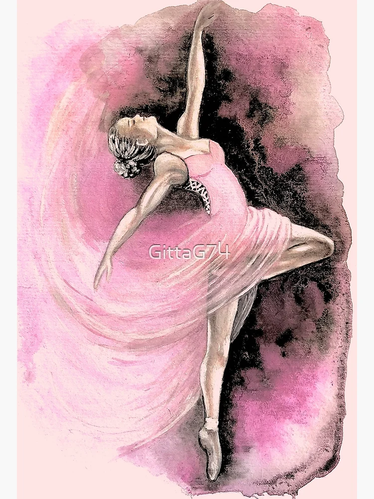 Store Happy Art, Inner Child Collection, beautiful simple original artwork, pink ballet dancer, dancing child, contemporary fine art ink painting