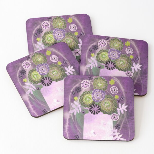 Item preview, Summer Zinnias Reversed, mixed media art work, collage designed and sold by Amelia Gluba.