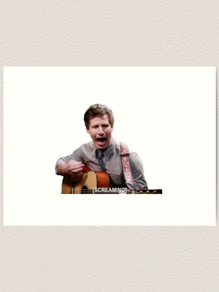 "Jake Peralta Screaming With Guitar - Meme" Art Print For Sale By ...