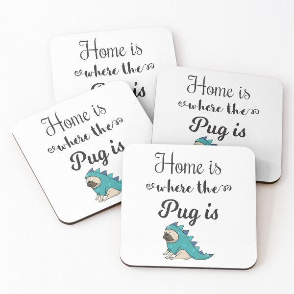 Item preview, Home Is Where The Pug Is, In Cute And Funny Dinosaur Costume designed and sold by 4AllTimes.