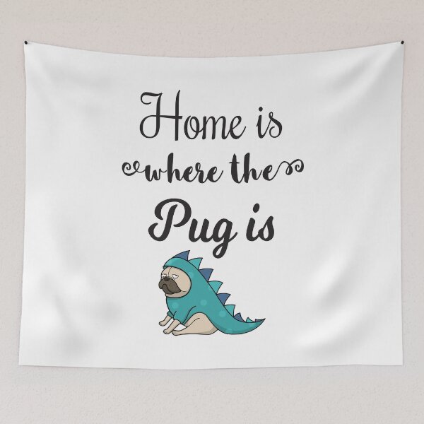 Item preview, Home Is Where The Pug Is, In Cute And Funny Dinosaur Costume designed and sold by 4AllTimes.