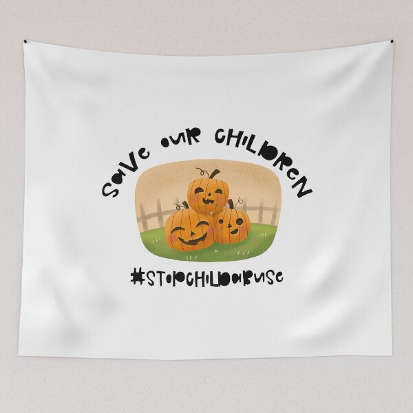 Item preview, save our children pumking stop child abuse blackletters designed and sold by SwankyFine.