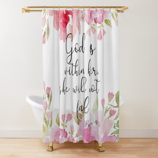  Pink Marble Shower Curtain Bible Verse Scripture Quote