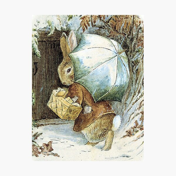 Item preview, Yule Rabbit in the Snow - Beatrix Potter greetings designed and sold by forgottenbeauty.
