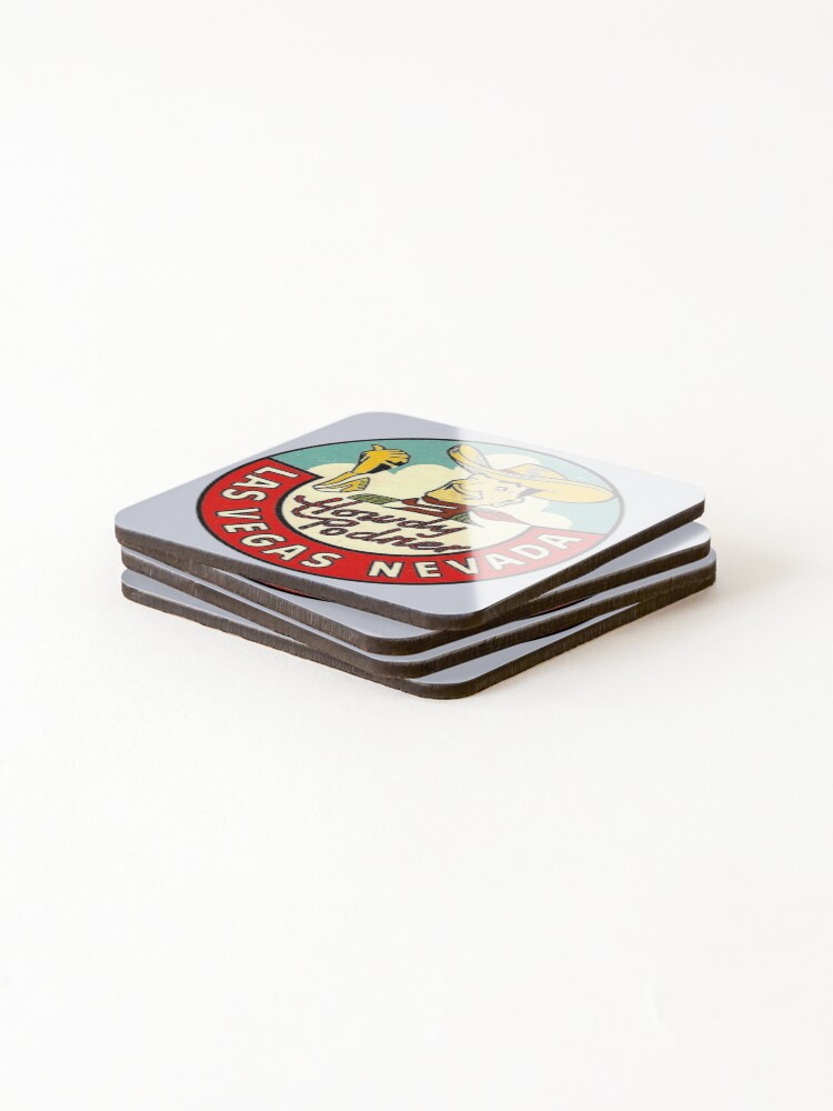 Thumbnail 4 of 5, Coasters (Set of 4), Las Vegas Vic Vintage Travel Decal designed and sold by hilda74.