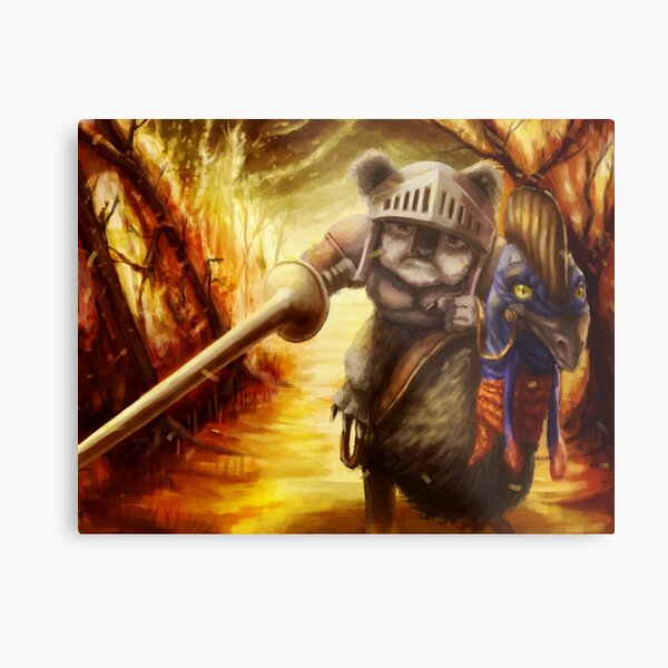Koala Knight on Cassowary Metal Print