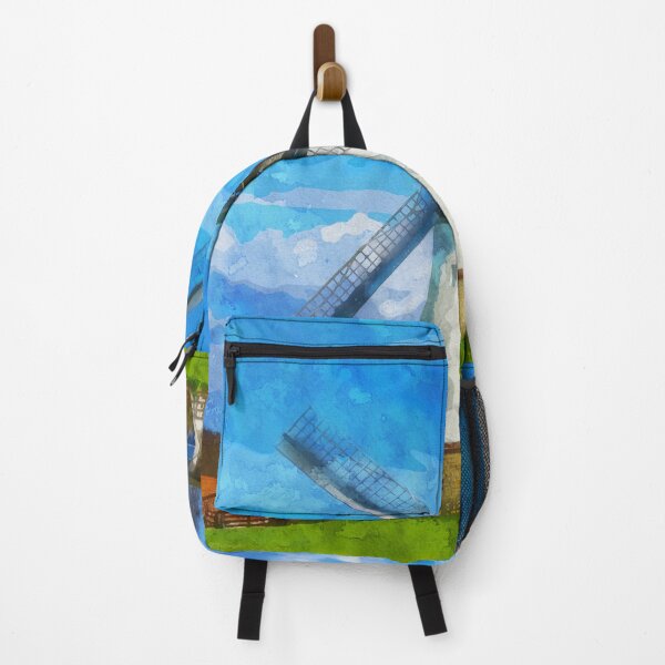 Item preview, Large Blue Sky with Windmill in Lower Saxony Germany - Watercolor designed and sold by d1mology.