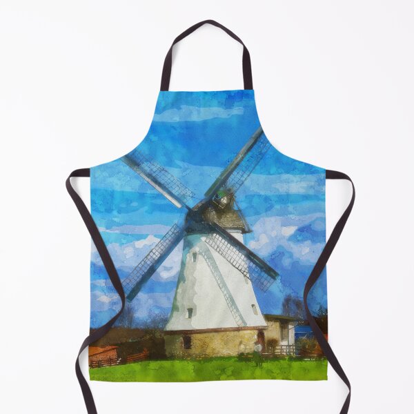 Item preview, Large Blue Sky with Windmill in Lower Saxony Germany - Watercolor designed and sold by d1mology.