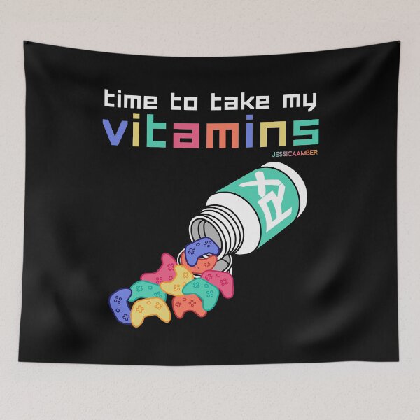 Item preview, Gamer Vitamins Green Red Cartoon Pill Bottle designed and sold by JessicaAmber.