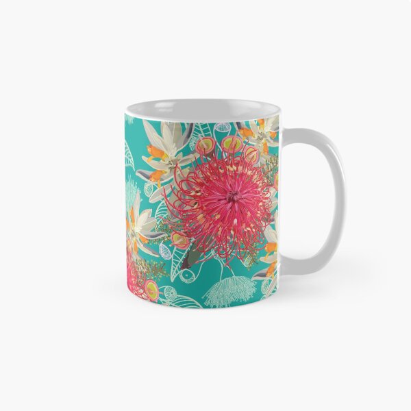 Aperçu de l'œuvre Motif de fleurs sauvages australiennes - Palette de couleurs sarcelle et rose d'été créée et vendue par Sketchbook Designs.