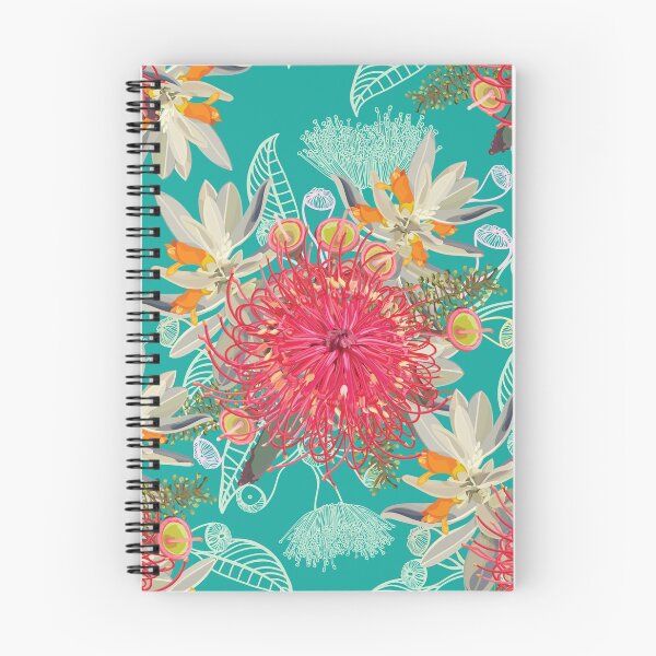 Item preview, Australian Wildflower Pattern - Summer Teal and Pink Colour Palette designed and sold by Sketchbook Designs.