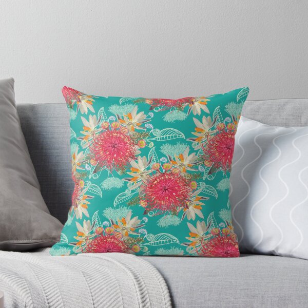 Item preview, Australian Wildflower Pattern - Summer Teal and Pink Colour Palette designed and sold by Sketchbook Designs.