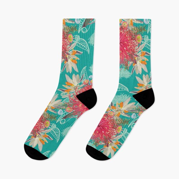 Item preview, Australian Wildflower Pattern - Summer Teal and Pink Colour Palette designed and sold by Sketchbook Designs.