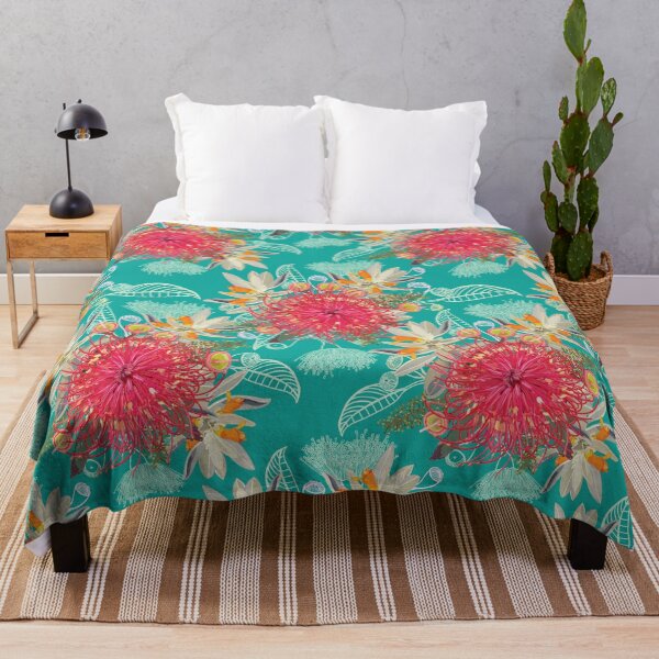 Item preview, Australian Wildflower Pattern - Summer Teal and Pink Colour Palette designed and sold by Sketchbook Designs.