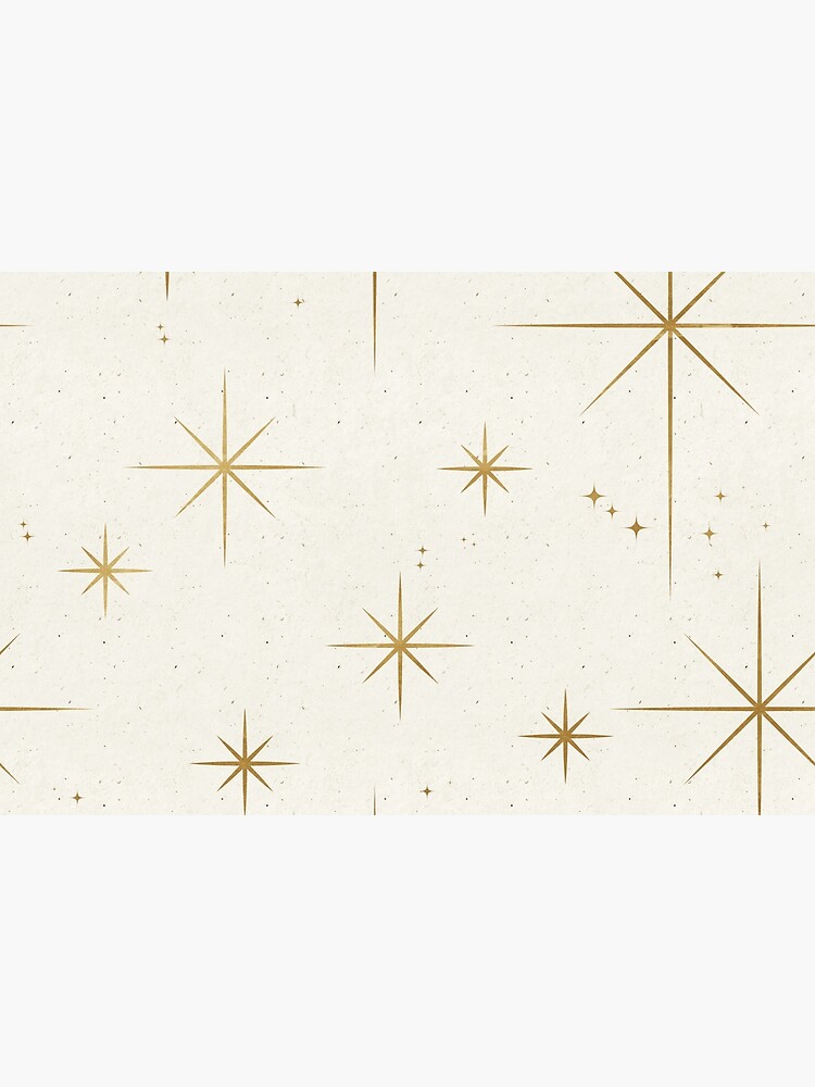 Gold Art Deco Stars Sparkle Pattern Astrology Astronomical Vintage Style White Background by Ejaaz