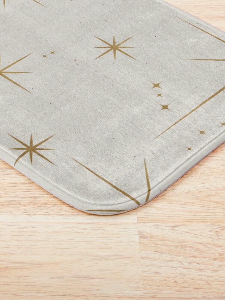Alternate view of Gold Art Deco Stars Sparkle Pattern Astrology Astronomical Vintage Style White Background Bath Mat