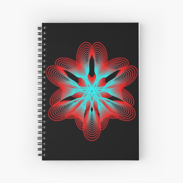 Spirograph with Red and Blue Spiral Notebook