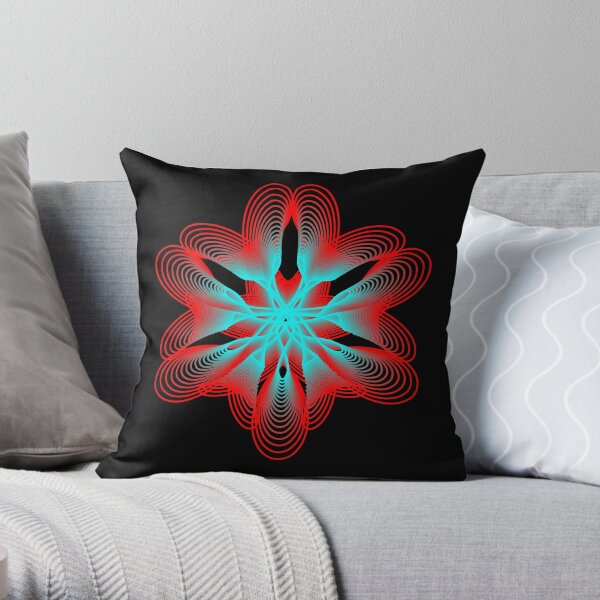 Spirograph with Red and Blue Throw Pillow