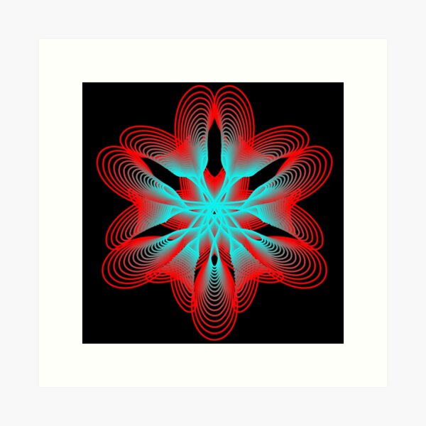 Spirograph with Red and Blue Art Print