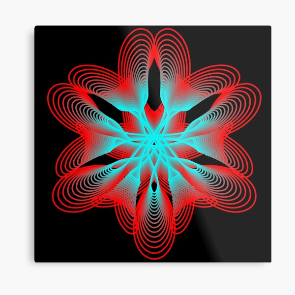 Spirograph with Red and Blue Metal Print