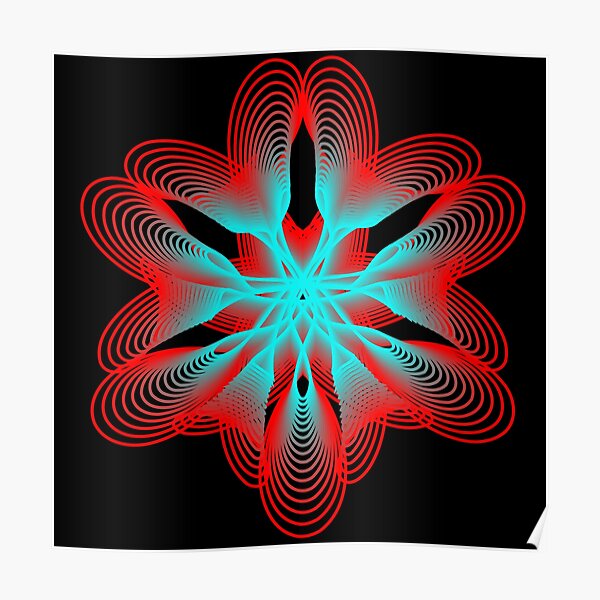 Spirograph with Red and Blue Poster
