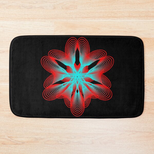Spirograph with Red and Blue Bath Mat