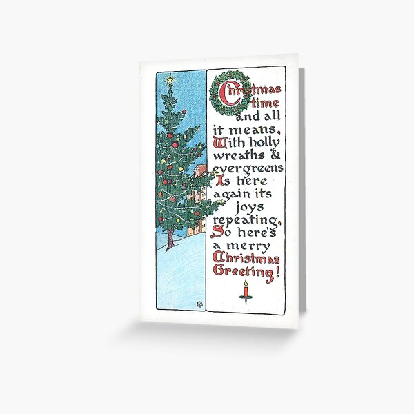 "Christmas Time and All It Means" Vintage Christmas Postcard (1916) Greeting Card