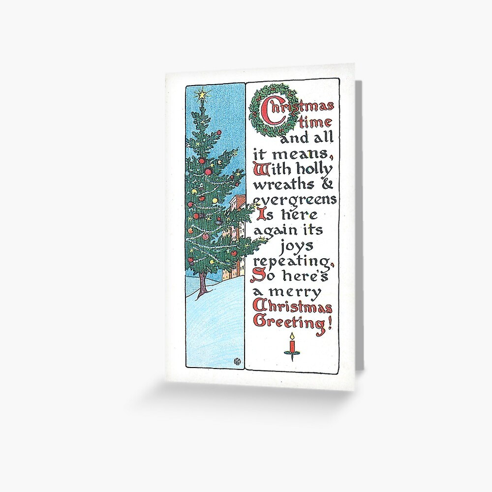 "Christmas Time and All It Means" Vintage Christmas Postcard (1916) Greeting Card