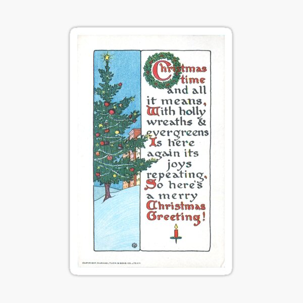 "Christmas Time and All It Means" Vintage Christmas Postcard  (1916) Sticker