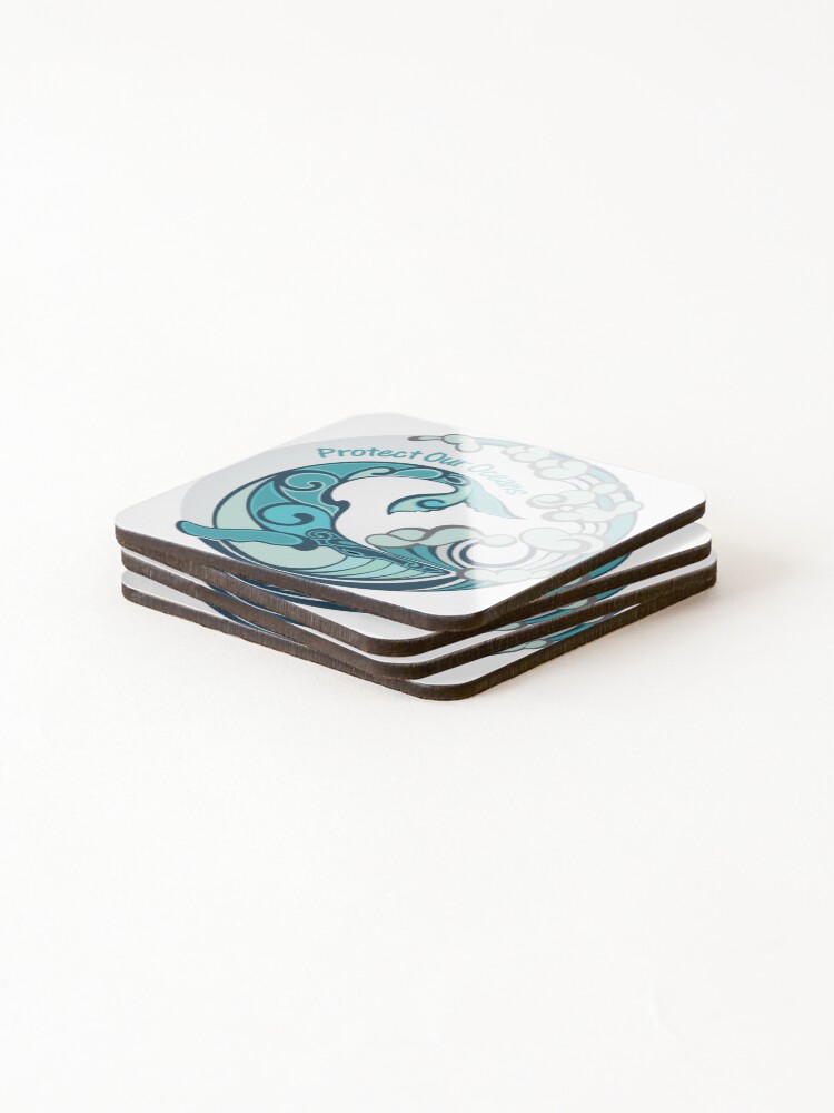 Alternate view of Protect Our Oceans Whale Tail Ocean Wave Coasters (Set of 4)