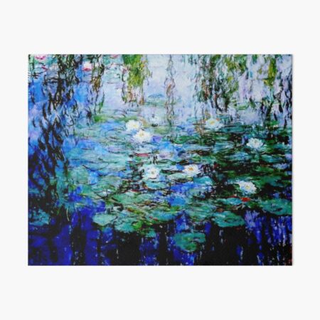 “Nymphéas Bleus” by Claude Monet - 'Blue Water Lilies' Art Board Print