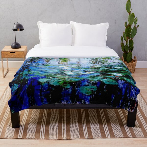 “Nymphéas Bleus” by Claude Monet - 'Blue Water Lilies' Throw Blanket
