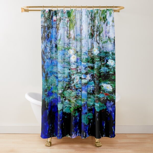 “Nymphéas Bleus” by Claude Monet - 'Blue Water Lilies' Shower Curtain