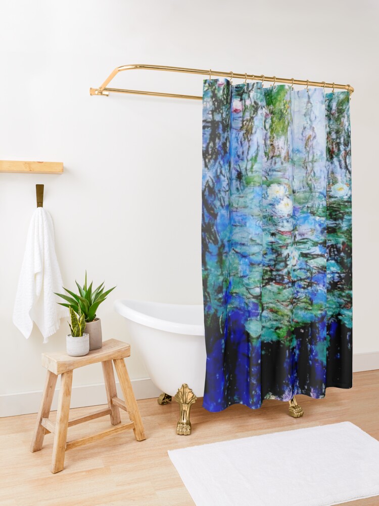 Alternate view of “Nymphéas Bleus” by Claude Monet - 'Blue Water Lilies' Shower Curtain