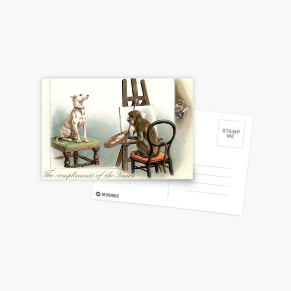 Item preview, Victorian Christmas Dog and Monkey designed and sold by forgottenbeauty.