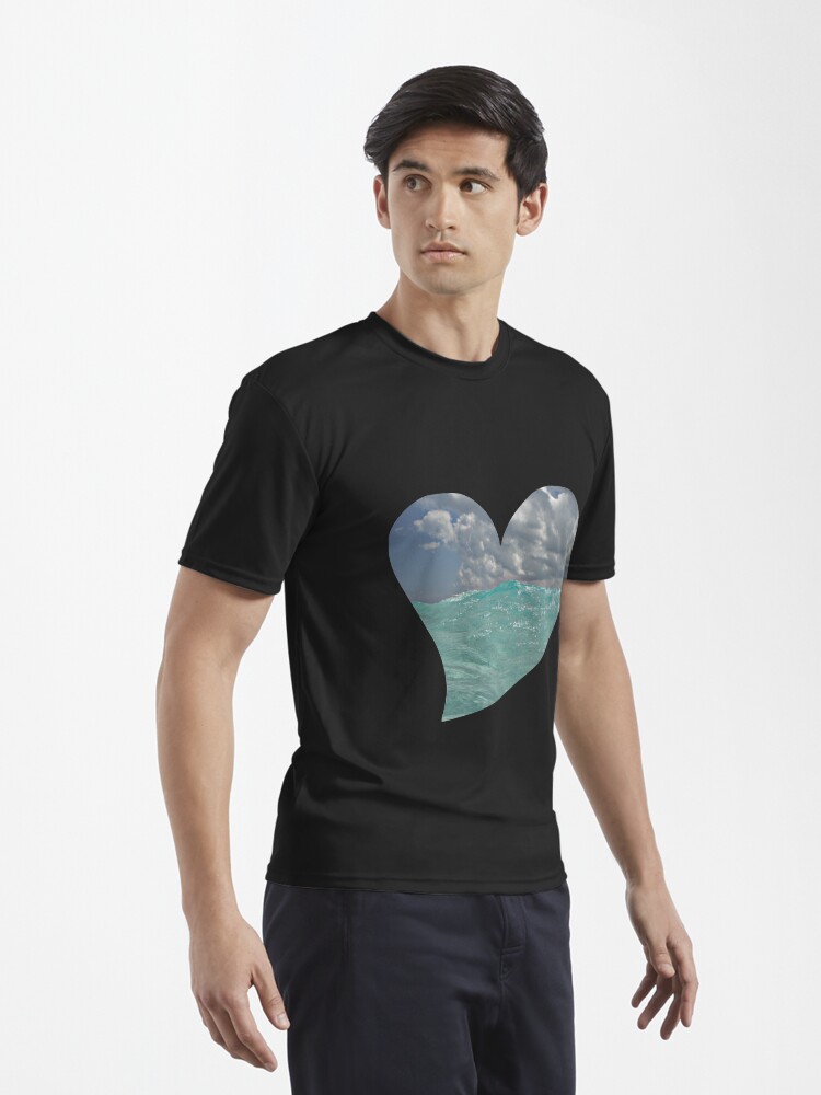 Alternate view of Ocean Waves on a Heart Active T-Shirt