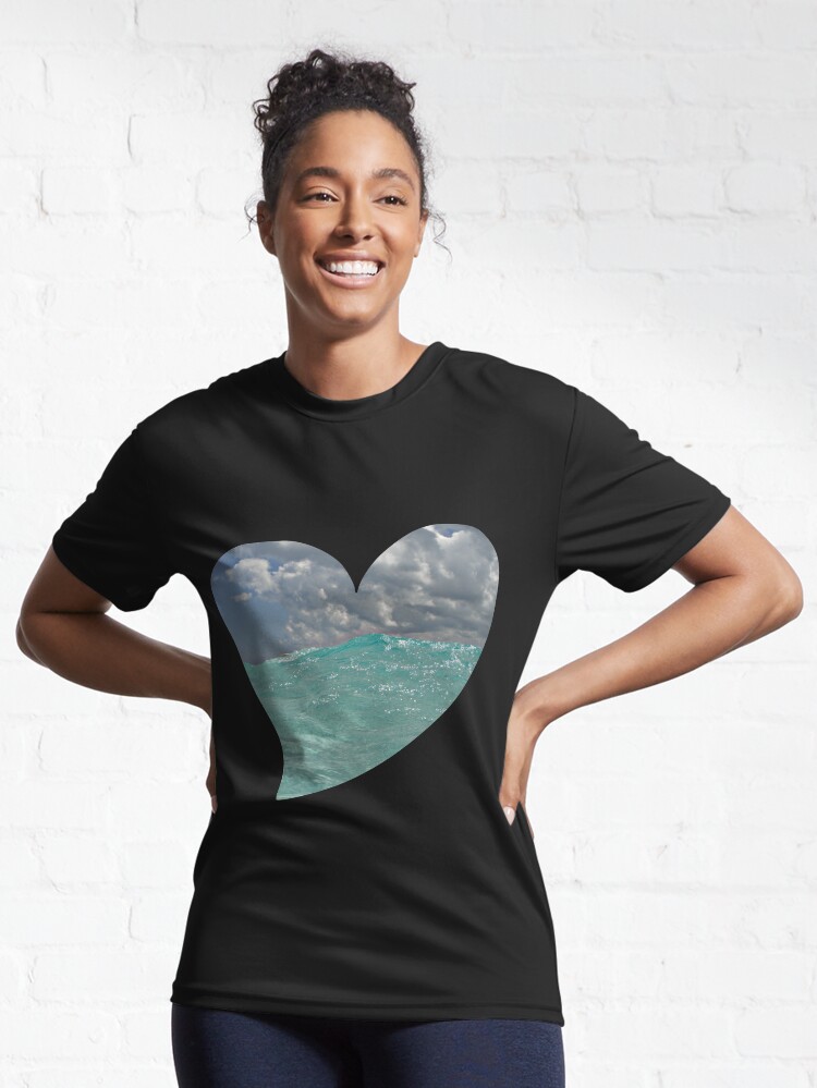 Alternate view of Ocean Waves on a Heart Active T-Shirt