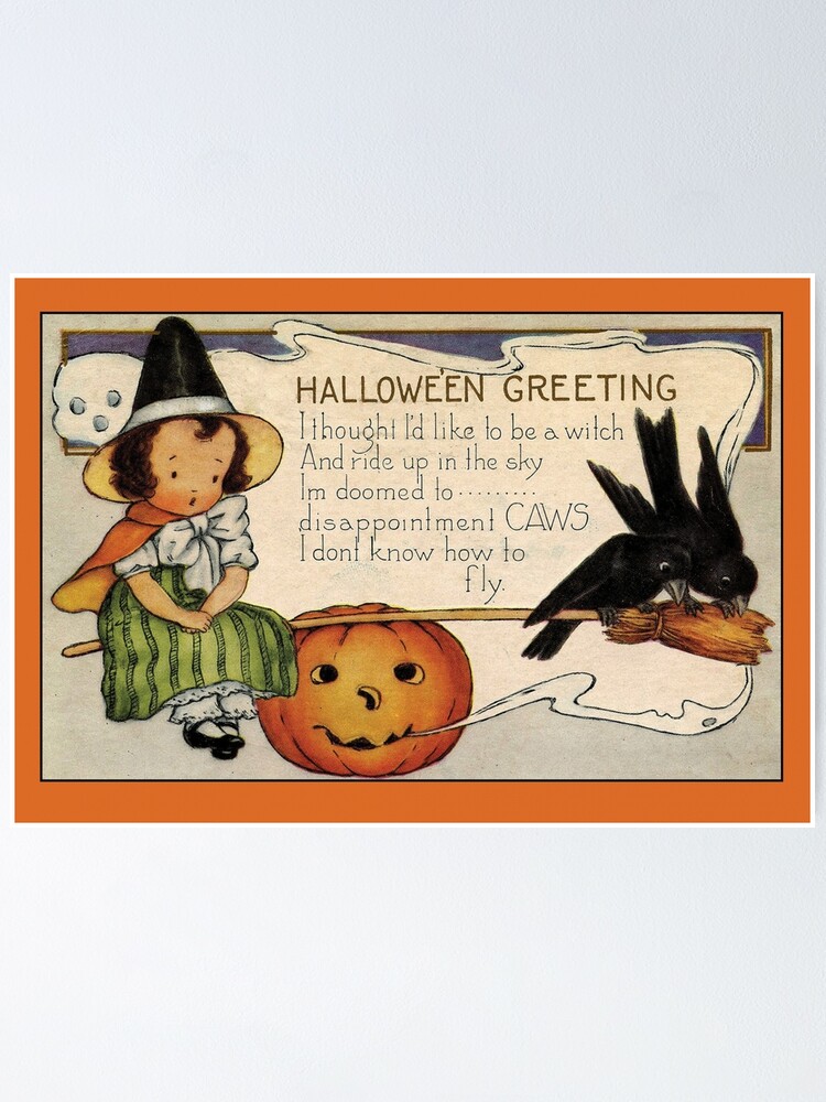 Vintage　Illustration　Sale　by　Poem　Little　Poster　Halloween　Greetings