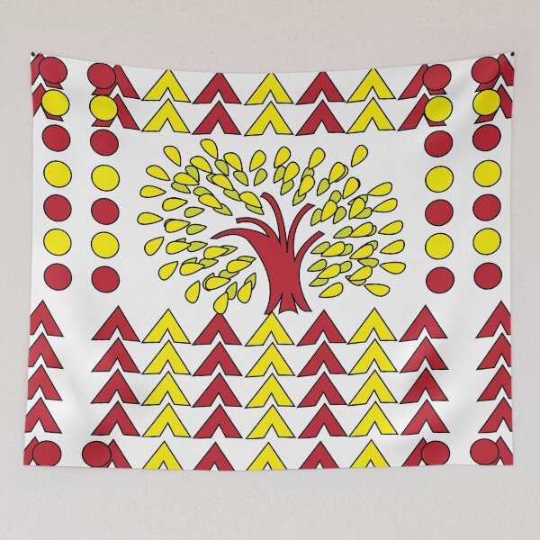 Item preview, Red Yellow Abstract Mountain and Green Yellow Banyan Tree designed and sold by Nisha Prabhu.