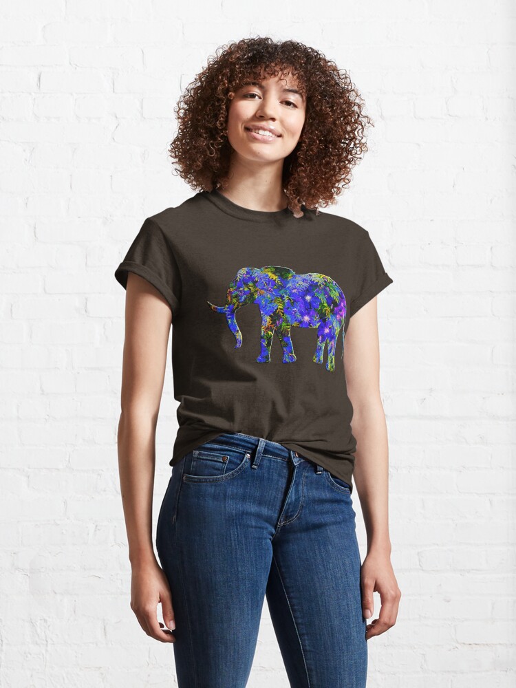 Alternate view of Exotic floral elephant design Classic T-Shirt