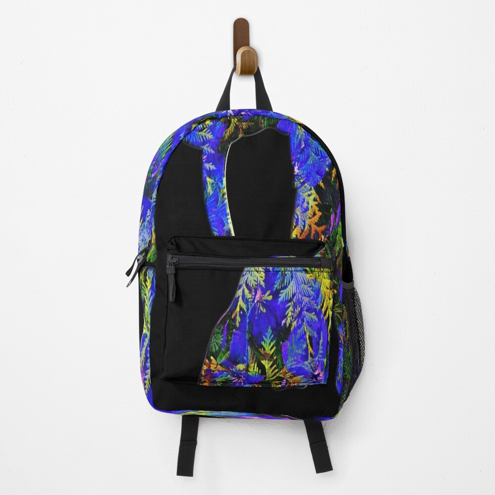 Exotic floral elephant design on a backpack