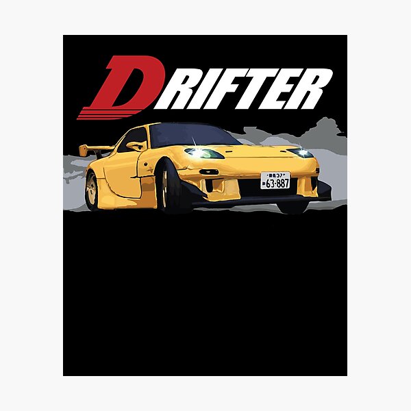 Initial D Fd Rx 7 Yellow Drift Rotory Photographic Print By Cowtowncowboy Redbubble