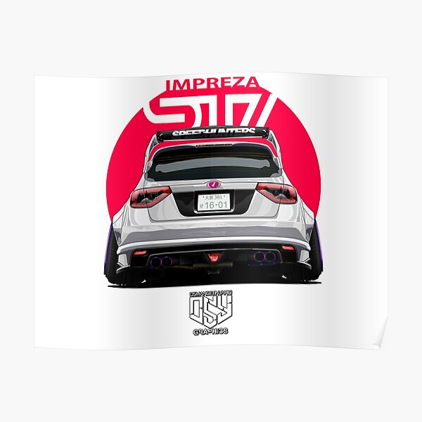 WHITE Impreza WRX STI Poster