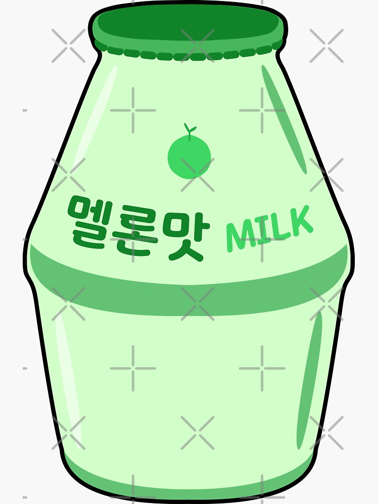 "Melon Milk Bottle 한국 Korean Beverage 멜론맛 우유" Sticker for Sale by